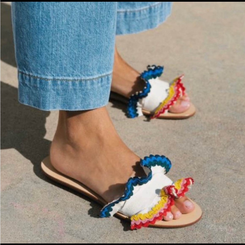 Loeffler Randall Slides Sandals Birdie RicRac size 7